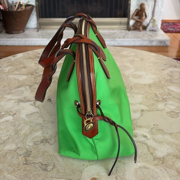 Vintage Dooney & Bourke Signature Blakely Collection Satchel Bag Lime Green - Picture 7 of 16